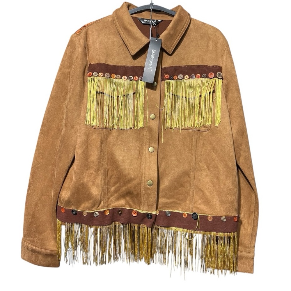 Upcycle Handmade Custom Western Horse Suede Fringe Jacket Embroidery, Beads - Picture 3 of 8